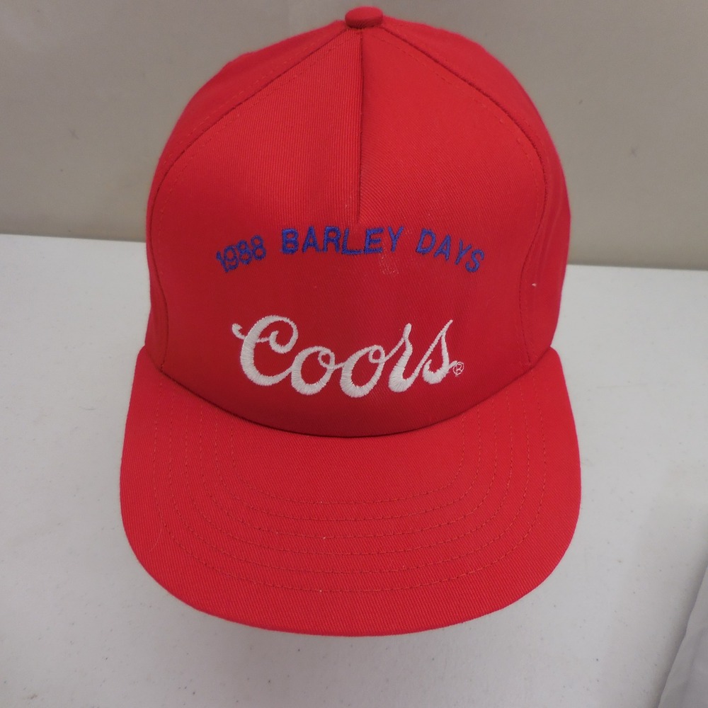 Vintage 1988 Barley Days Coors Beer Hat Red Snapback Made in USA Retro Cap